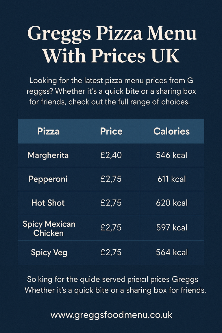 Greggs Pizza Menu With Prices UK