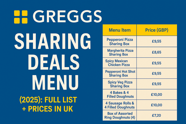 Greggs Sharing Deals Menu